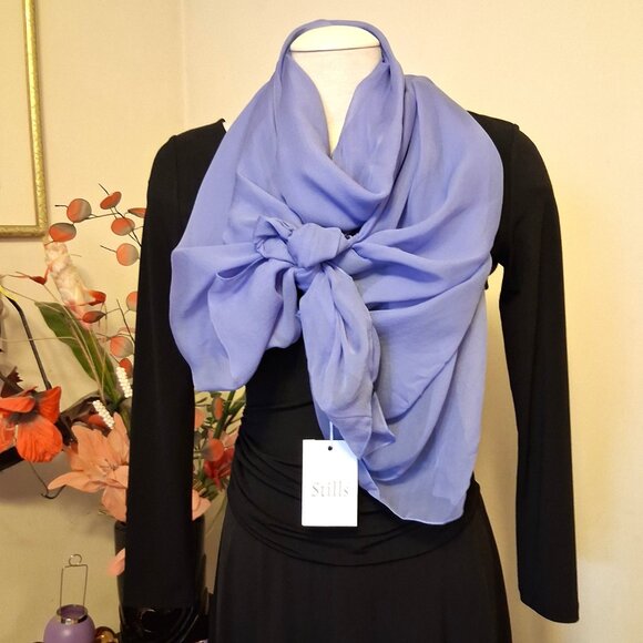 Vintage Women's NEW Stills 100% Silk Long Classic Luxury Light Purple Scarf - Picture 8 of 8